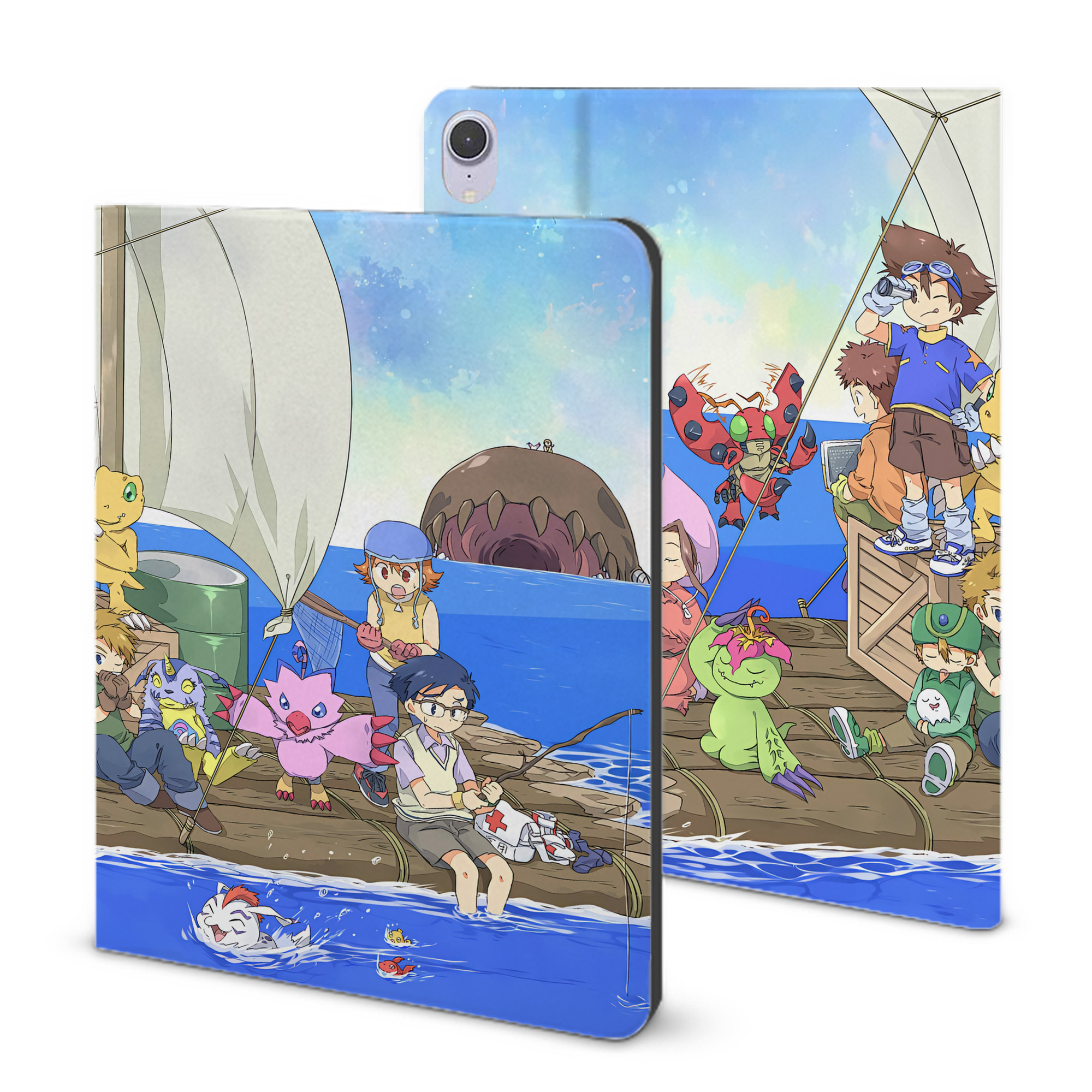 （画像用） Digimon デジタルモンスター/デジモン IPad ケース ブック型 PUレザー TPU 耐衝撃 軽量 薄型 ペン収納なし 全面保護 IPad 各モデル対応